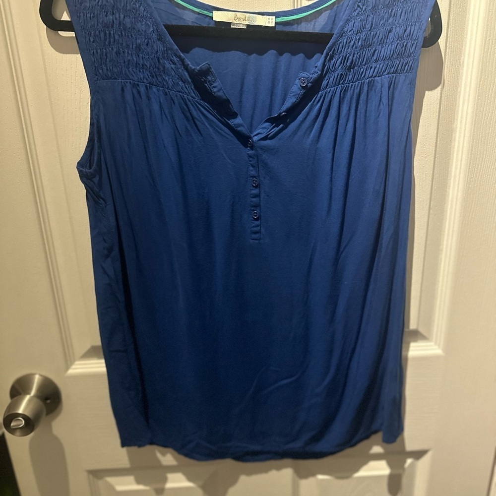 Boden Flowy Overlay Tank Top Sleeveless Navy Blue 100% Viscose Size US 10 Flowy - Picture 2 of 9